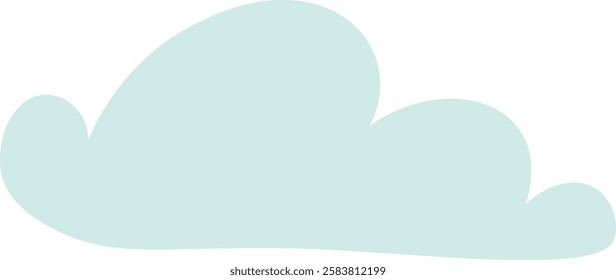 Simple vector illustration featuring a light green cloud gently floating in a clear blue sky, ideal for weather forecasts or charming children s illustrations