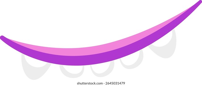 Simple vector illustration featuring a purple hammock gently swaying, embodying relaxation and leisure, ideal for evoking feelings of vacation, comfort, and tranquility in nature