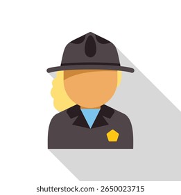 Simple vector illustration of a female firefighter character wearing uniform and helmet