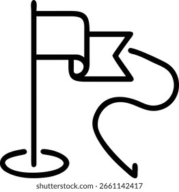 Una simple Ilustración vectorial de una bandera en un poste, que simboliza el éxito, el logro y el logro de una meta.