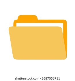 Simple vector illustration in flat design style featuring an open document folder icon in bright yellow and orange.