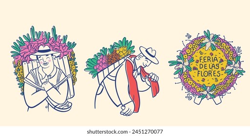 simple vector illustration of the flower fair, Medellin, Colombia