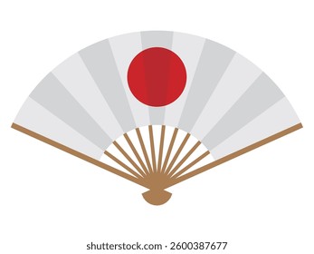 Simple vector illustration of a folding fan with the rising sun flag