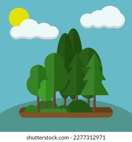 simple vector illustration forest with green trees