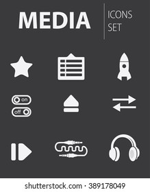 Simple vector illustration in the form of thematic icons for websites and applications: media icons