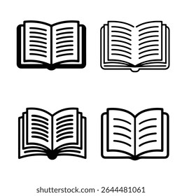 Simple vector illustration of four open books depicting reading education and knowledge