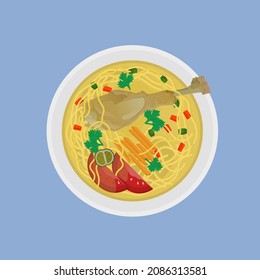 simple vector illustration of free-range chicken soup