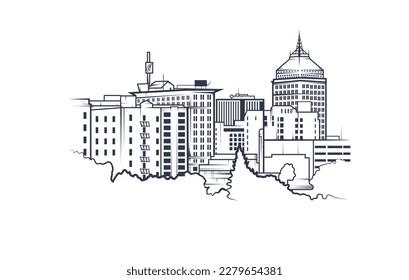 Simple, vector illustration of Fresno, California