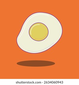 Uma ilustração vetorial simples de um ovo frito sobre um fundo laranja.