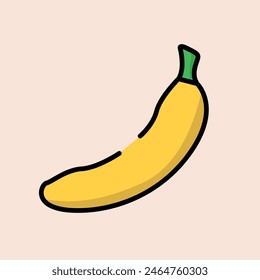 Ilustración vectorial simple de frutas para Sitios web y recursos gráficos, ícono plano vectorizado de un plátano maduro.