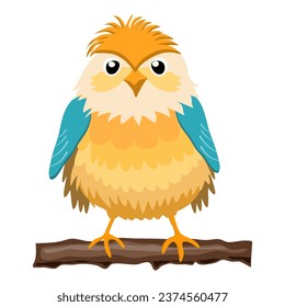 simple vector illustration funny bird on tree
