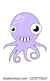 simple vector illustration funny cartoon octopus