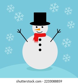 ilustración de vector simple snowman divertido 