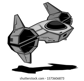 simple vector illustration of futuristic combat interceptor in action