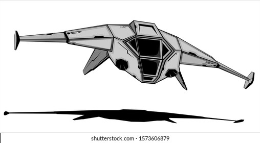 simple vector illustration of futuristic combat interceptor in action