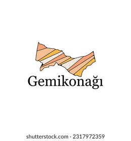 Simple vector illustration of Gemikonagi map of Turkey. Gemikonagi Azerbaijan Map Graphic Element Illustration Template Design.