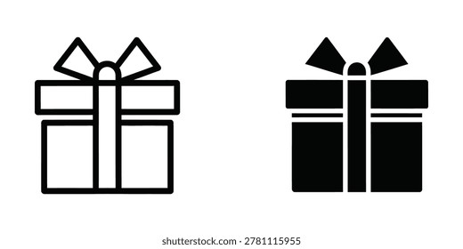 Simple vector illustration of a gift box featuring contrasting black and white ribbon bows, perfect for holiday or present-themed designs.