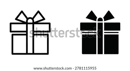 Simple vector illustration of a gift box featuring contrasting black and white ribbon bows, perfect for holiday or present-themed designs.