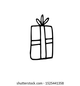 Simple vector illustration of a gift. Hand-drawn christmas gift illustration. Gift for New Year, Christmas, Birthday.