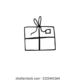 Simple vector illustration of a gift. Hand-drawn christmas gift illustration. Gift for New Year, Christmas, Birthday.