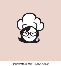 simple vector illustration of girl chef logo