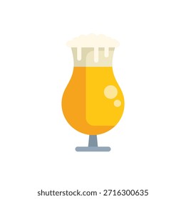 Einfache Vektorgrafik eines Glases Bier mit überlaufendem Schaum oben, einzeln auf weißem Hintergrund
