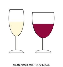 simple vector illustration glasses of wine on white