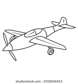 Simple vector illustration of a glider coloring page for kids. The isolated glider on white background. The lines are bold, and uniform in thickness. Very minimalistic vector art. 