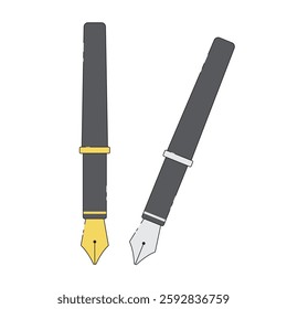 simple vector illustration of a gold and gray ink pen