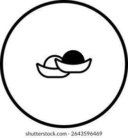 Simple vector illustration of golden ingots inside a circle for luck and wealth