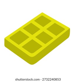 Una simple Ilustración vectorial de un waffle dorado con un patrón de cuadrícula limpia y sombreado suave, aislado sobre un fondo blanco, ideal para desayunos, postres, menús de comida o diseños de marca.