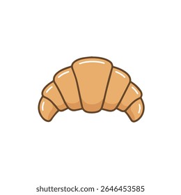 Ilustração vetorial simples de um croissant marrom-dourado com uma superfície brilhante e escamosa. Ideal para padaria, pastelaria, café da manhã e projetos relacionados à comida