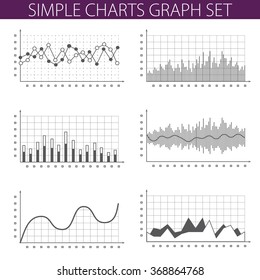 Simple vector illustration with graphs and charts. To visualize the presentation and processing of data.