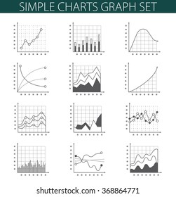 Simple vector illustration with graphs and charts. To visualize the presentation and processing of data.