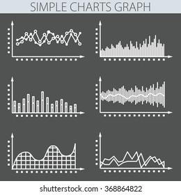 Simple vector illustration with graphs and charts. To visualize the presentation and processing of data.