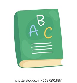 Simple vector illustration. Green book ABC book on a white background.