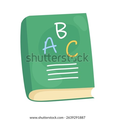 Simple vector illustration. Green book ABC book on a white background.
