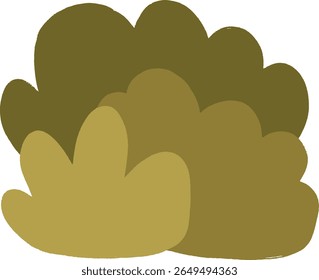 Ilustración vectorial simple de un arbusto verde o gramo de hierba en estilo plano y mínimo