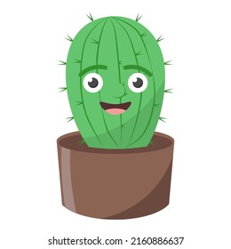ilustración vectorial simple cactus verde en olla marrón