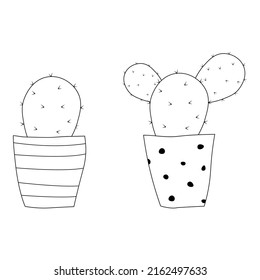 ilustración vectorial simple cactus verde en olla marrón