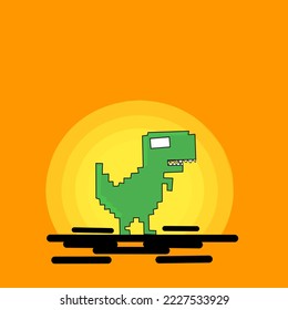Simple vector illustration of a green dinosaur.