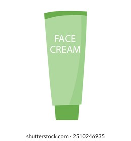 Simple vector illustration of a green face cream tube with text in white font
