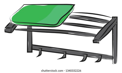Simple vector illustration of a green and grey coat hanger vector illustration on white background 