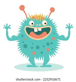 Simple vector illustration green monster with open mouth