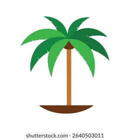 Simple vector illustration of a green palm tree tropical island icon