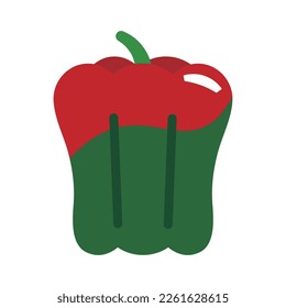 Una simple ilustración vectorial de una pimienta verde que empieza a volverse roja