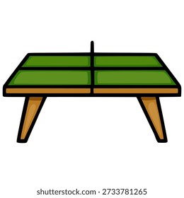 Simple vector illustration of a green ping pong table with wooden legs, isolated on white