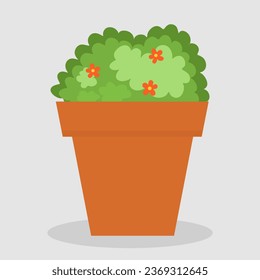 ilustración vectorial simple planta verde en la olla