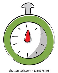 Ilustración vectorial simple de fondo blanco de un cronómetro verde