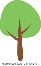Simple vector illustration of a green tree with a brown trunk on a white background.